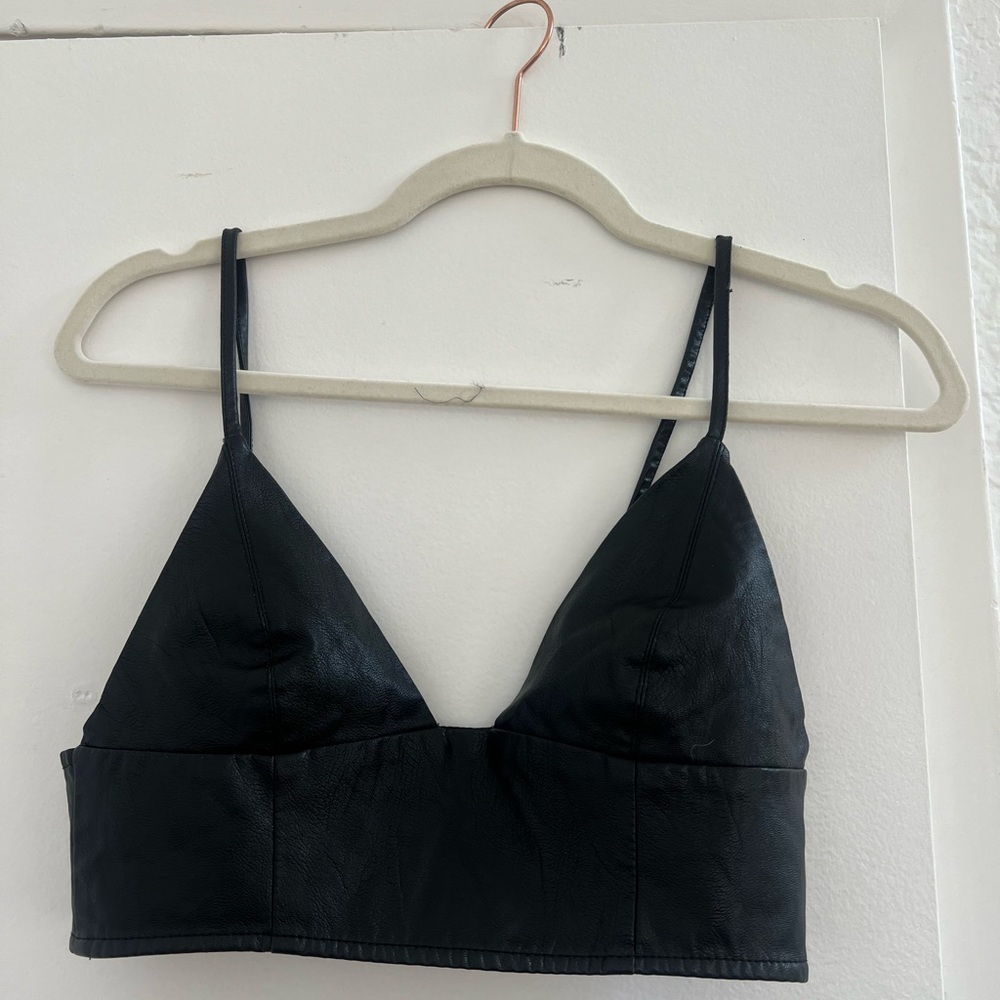 Forever 21 Black Faux Leather Top